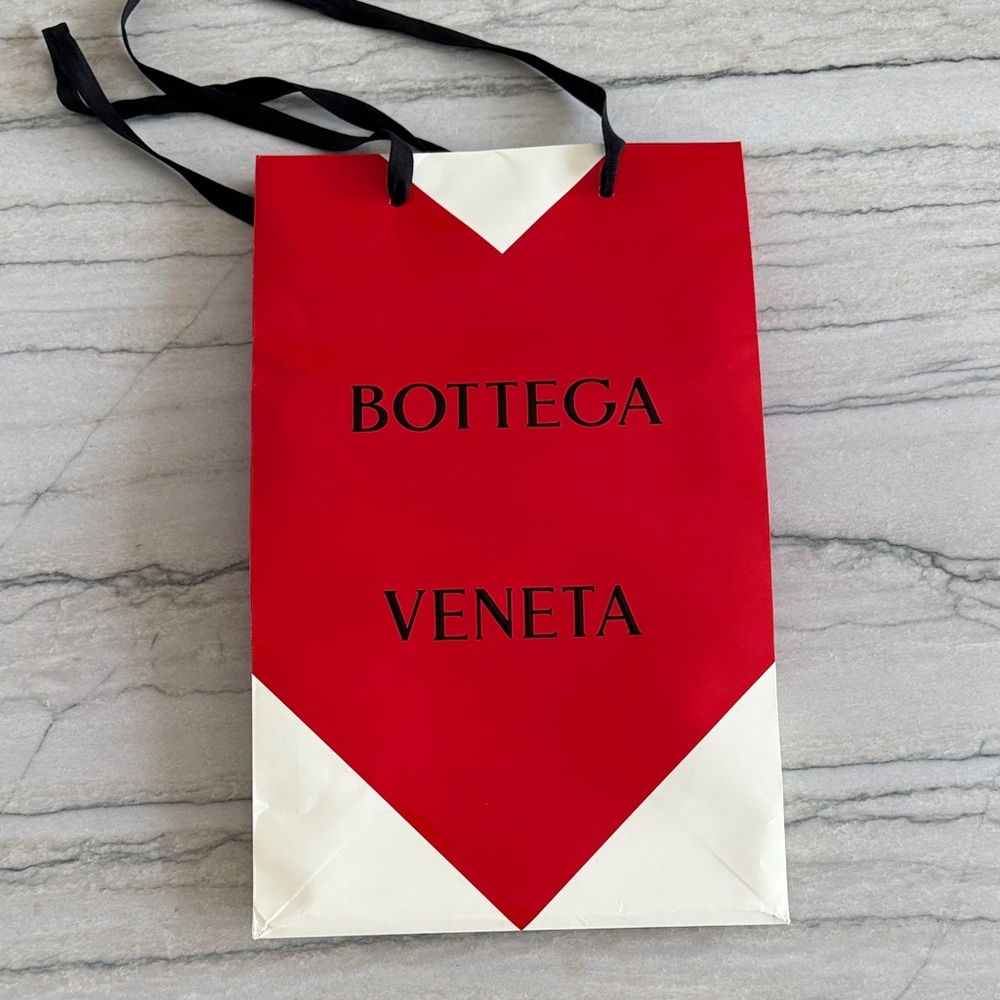 Bottega Veneta Red and White Shopping Bag 11.5”x18.5”x6”